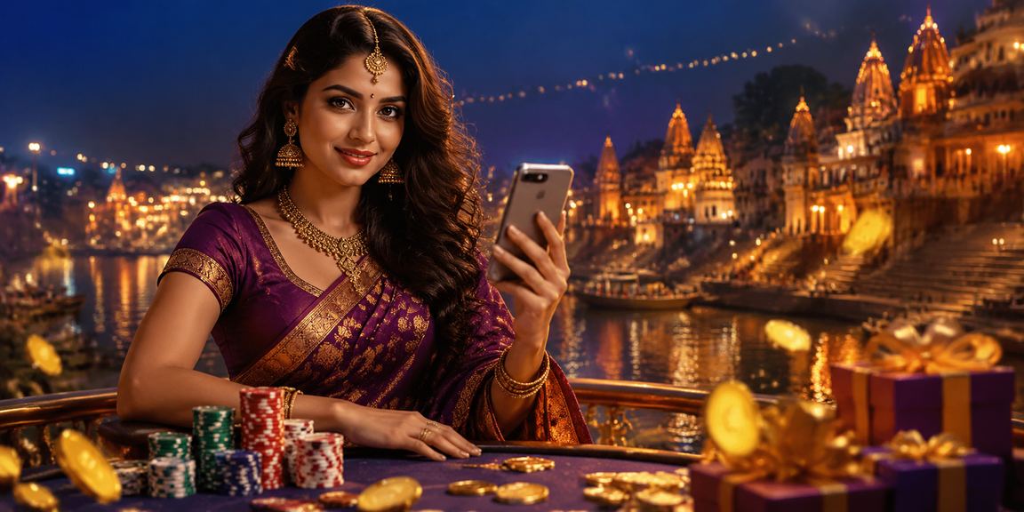 Vibrant live casino scene on mobile near Varanasi ghats